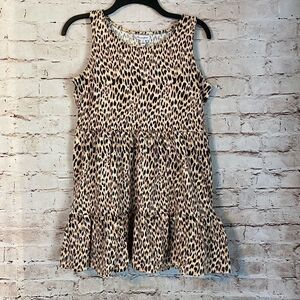 Love Fire Girls Brown Leopard Animal Print Tiered Sleeveless Tank Dress Large